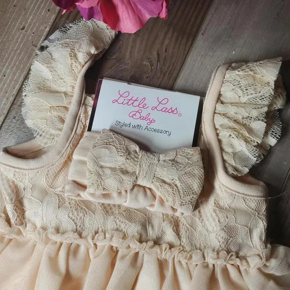 Baby Girl Little Lass Tutu Ballerina Dress Sandollar Beige Size 18M